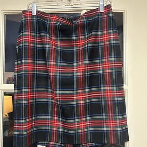 J. Crew Red and Blue Plaid Pencil Skirt